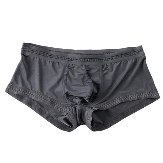 Men Underpants Ice Silk Ultra Thin Low-Rise Lace Solid Color Sexy 3D U Convex Translucent Underwear Panties Briefs for Daily Wear