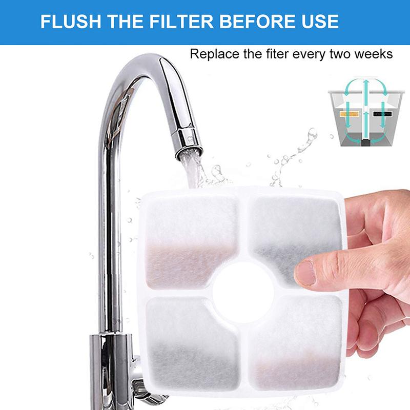 4/6/8/12 Pcs Cat Water Fountain Triple Filtration Dog Drinking Fountain Filter Square 125mm Pet Water Dispenser Filter