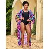 Plus Size Women's Print Beach Holiday Long Cardigan Bikini with Swimsuit Cover Up