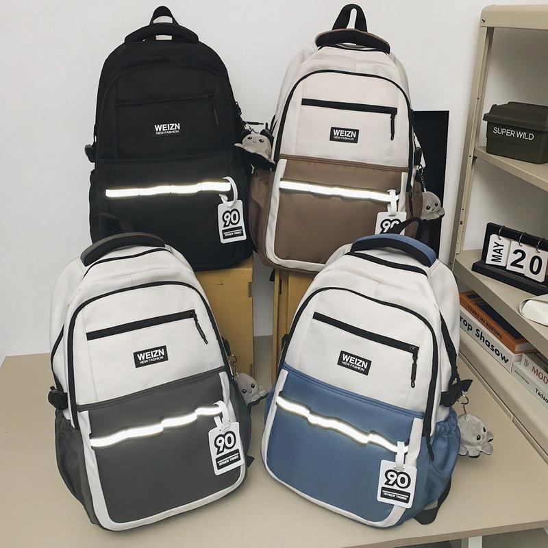 Мужской рюкзак с цветными блоками, женская дорожная сумка большой вместимости, многофункциональная студенческая школьная сумка для кампуса