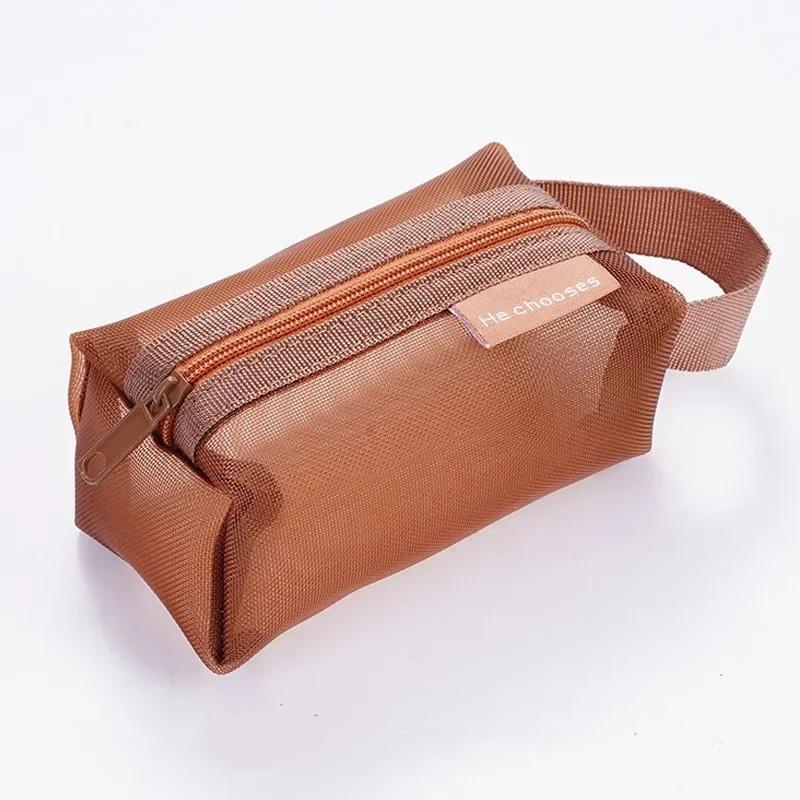 Simple Three-dimensional Square Nylon Mesh Coin Purse Portable Pouch Large Capacity Key Lipstick Earphone Organizer Card Bag