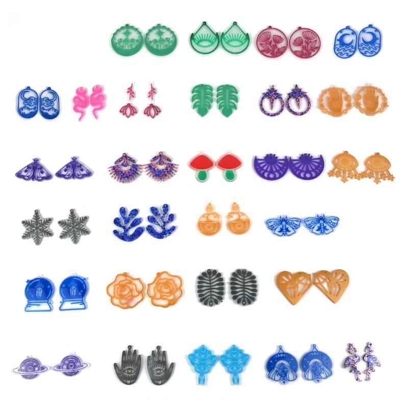 28 Pcs Multiple Styles Geometry Earrings Silicone Molds Suitable for Epoxy Diy Crafts Ornament Pendant Keychain Making