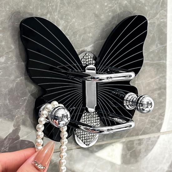 Настенный держатель для расчесок с крючком, прочный, выдерживающий нагрузку, самоклеящийся, простая установка, в форме бабочки, стеллаж для хранения в ванной комнате