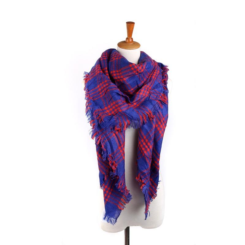 The Same Colorful Plaid Imitation Cashmere Large Square Scarf, a Women's Trend Scarf