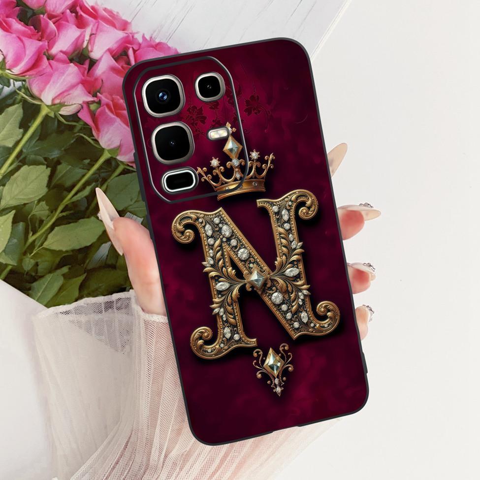 For Infinix Note 50s 5G Case X6870 Silicone Luxury Crown A-Z Letters 2D Painted Soft Phone Case For Inifnix Note 50s 5G Cover