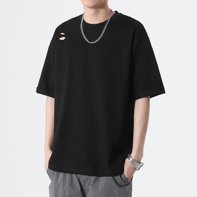 Мужская повседневная футболка с короткими рукавами, летняя футболка для пар, футболка с половиной рукавов, студенческая базовая свободная одежда