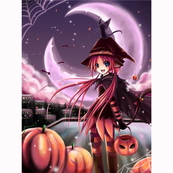 5D Diamond Embroidery Anime Girl Diamond Painting Halloween Pumpkin Cross Stitch Kit Mosaic Picture Home Decoration Kids Gifts