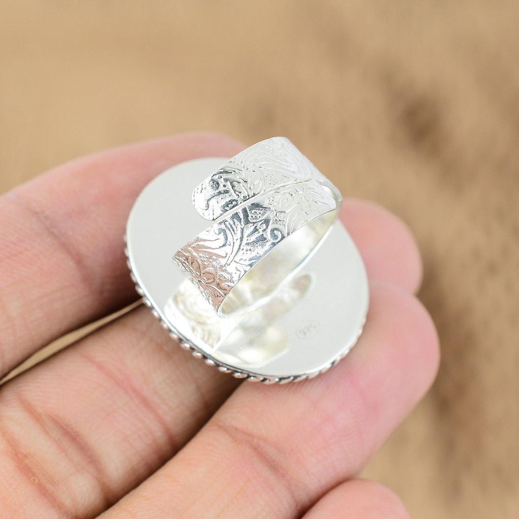 Натуральный Родонит Драгоценный Камень Обещание Регулируемое Кольцо 925 Стерлинговое Серебро Для Девочек