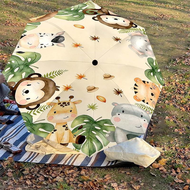 1PC Jungle Animals Umbrella-8-Rib Reinforced, Automatic Open, Lightweight & Durable, Fashion Accessory for Outdoor, H0406