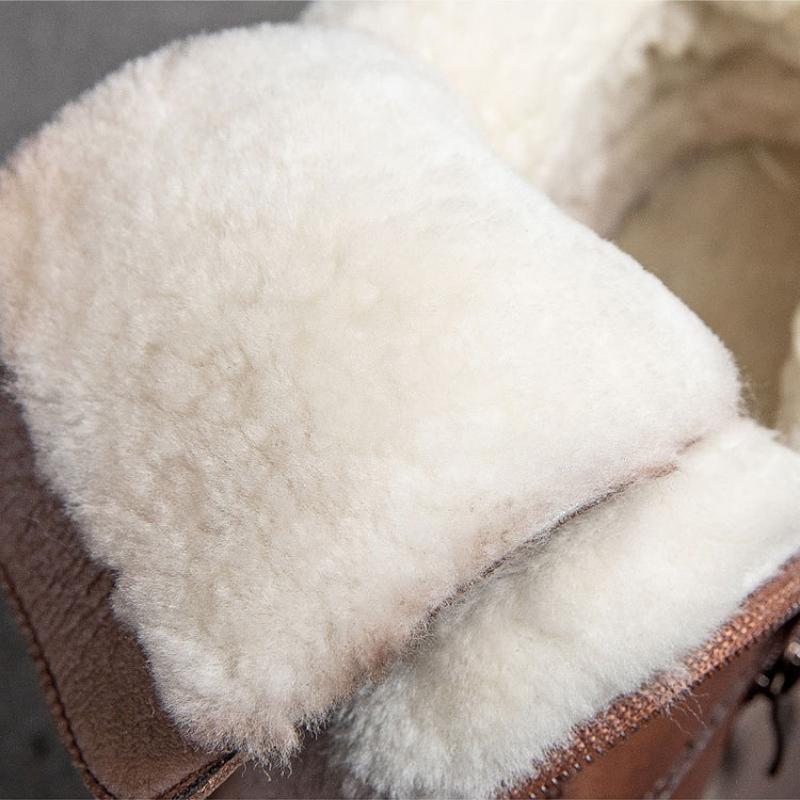 Johnature Женские ботинки из натуральной кожи, зимние ботинки на молнии с круглым носком, женские шитье, ботильоны ручной работы на платформе в стиле ретро