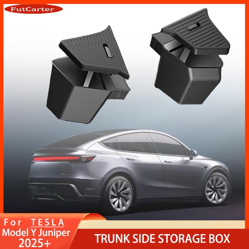 Для Tesla Model Y YL Juniper Органайзер в багажник Боковой ящик для хранения Органайзер в багажник Флокированный коврик из ТПЭ Грязезащитные Автомобильные аксессуары для путешествий