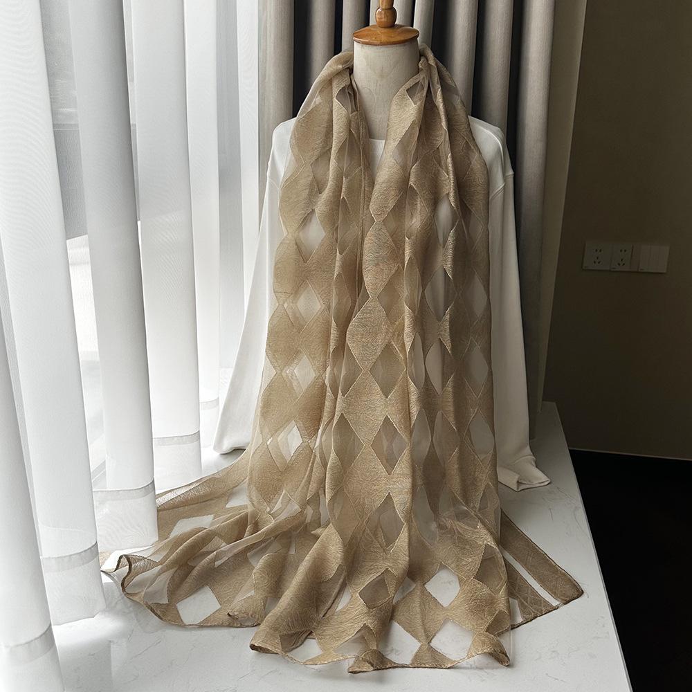 Gradient Color Block Bamboo Yarn Scarf for Women - Japanese Korean Mori Girl Style, Autumn Winter Cotton Linen Flax Shawl