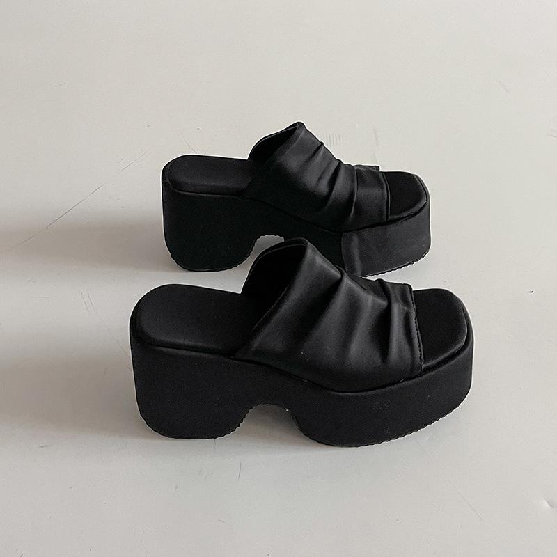 Summer Women Open Toe Leopard Platform Wedge Slippers Outdoor Beach Thick Soled Fad Sexy High-heeled Cool Slippers Zapatos Mujer