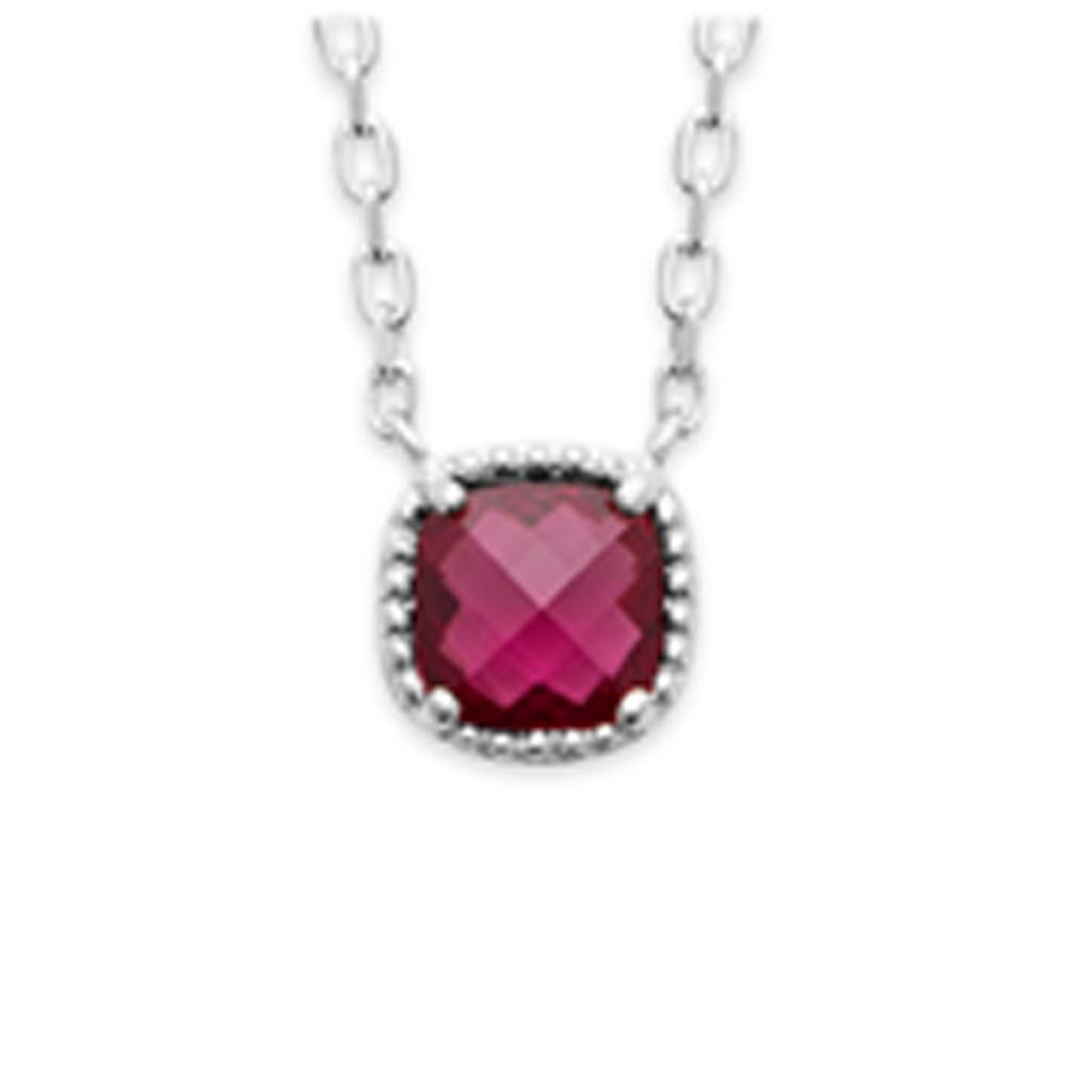 Les Trésors De Lily [R5840] - 'Sissi' Silver Ruby ​​silver Necklace (rhodium) - 6x6mm