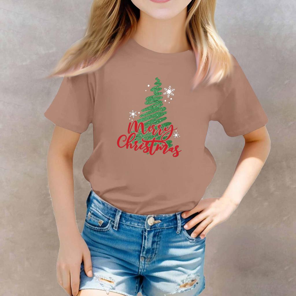 Christmas Day Toddler Girl Boy T-Shirts Kids Top Boys And Girls Printed Short Sleeved T-shirt