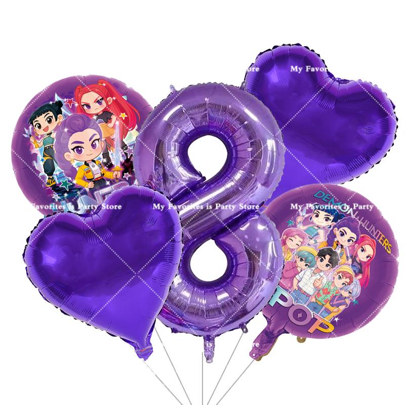 Kpop Demon Hunters Children's Birthday Party Decoration Ball Number Digit 1-10 Balloon Set Baby Shower Party Supplies Gift Toy