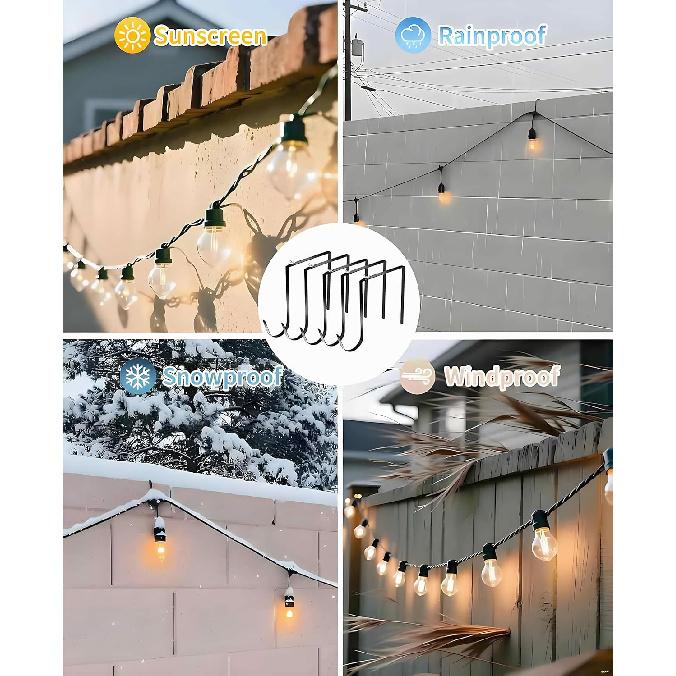 5PCS Adjustable Cinder Block Wall Hangers, 6-11" Outdoor String Light Hooks, Metal Concrete Brick Clips, Wreath Hangers No Drill