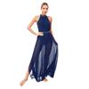 Women's Sleeveless Mesh Side Split Lyrical Dance Costume Modern Dancewear Maxi Long Dress