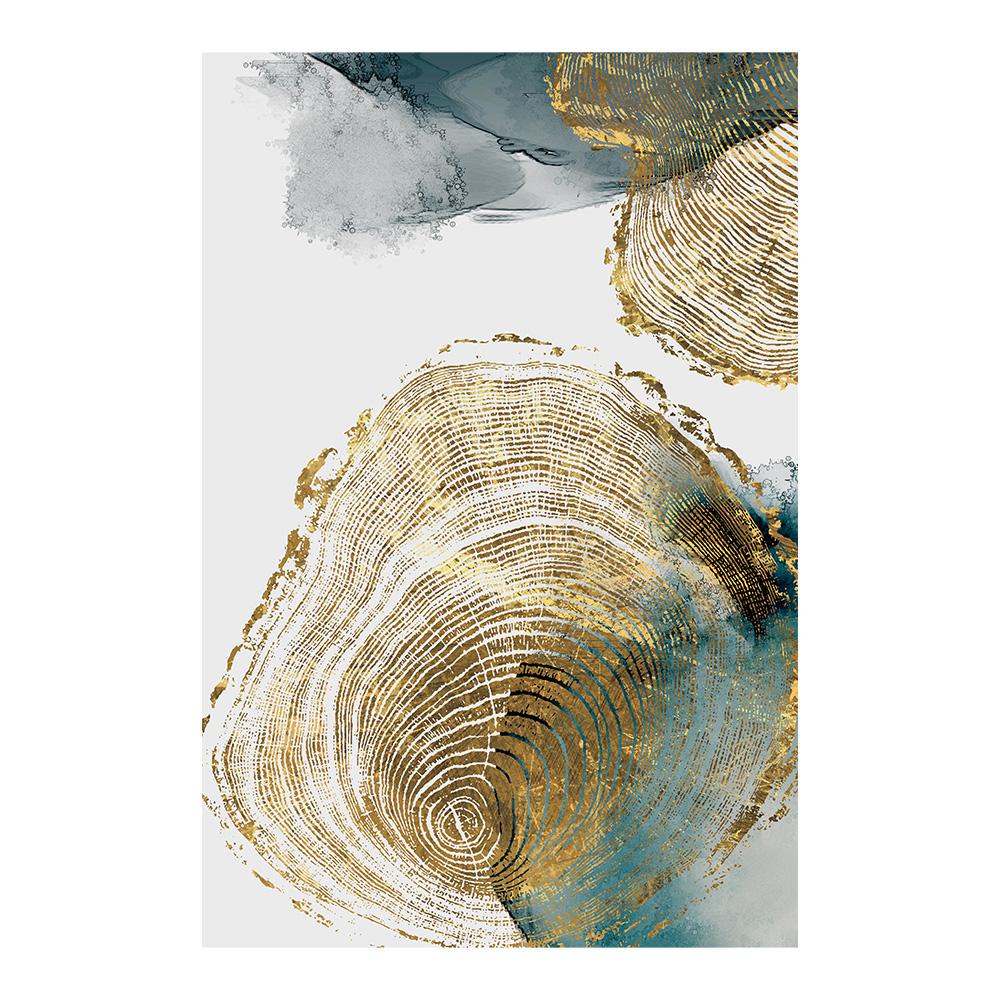Modern Abstract Gold Green Leaf Trail Annual Ring Poster Canvas Painting Wall Art Prints Picture Living Room Bedroom Home Decor