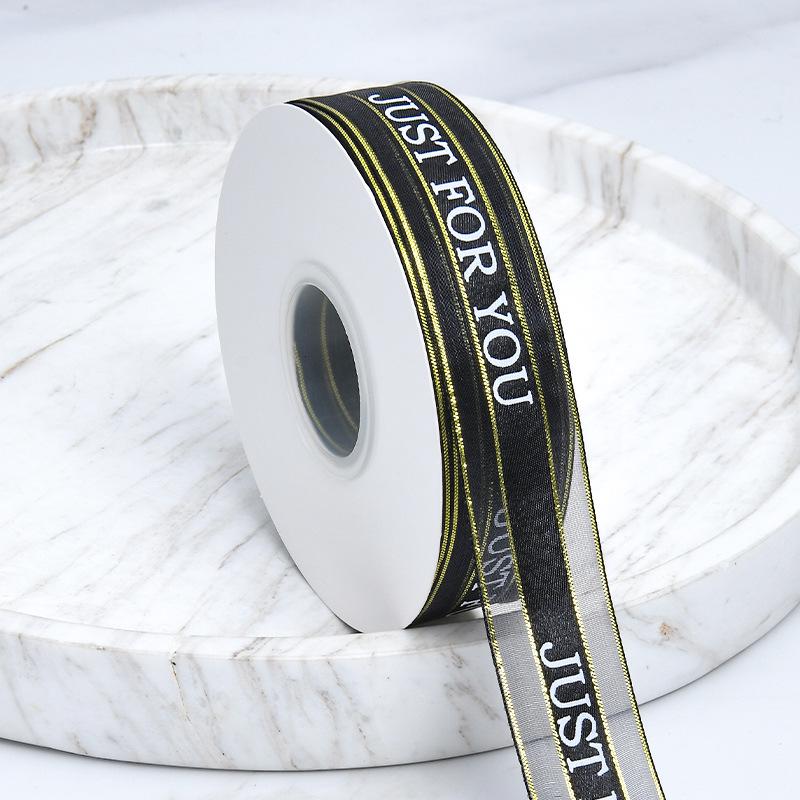 Декоративный романтический и уютный алфавит ручной работы с золотым краем из атласной пряжи, прозрачная лента, цветная лента для упаковки торта на день рождения, галстук, цветочные украшения