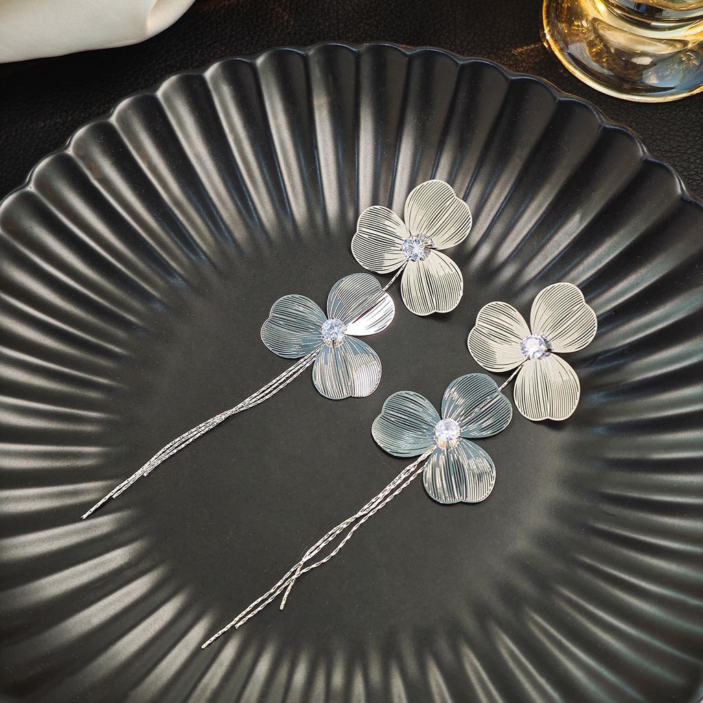 Преувеличенные персонализированные серьги-цветы, простые и в холодном стиле, изысканные длинные серьги с бахромой, инкрустированные бриллиантами