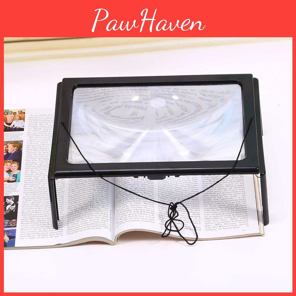 Foldable Portable A4 Rectangular 3x Reading Magnifying Glass With Led Light For Senior Use Creative Desk Accessory