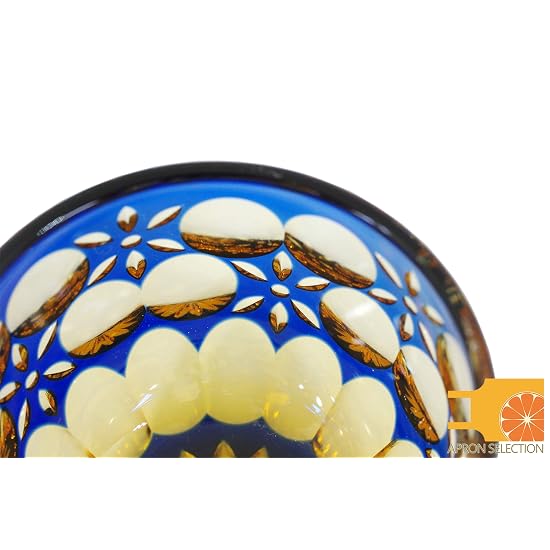 Oba Glass Sake Cup in Wooden Box [ Kaleidoscope / Lapis Lazuli & Amber / Approx. 6.0cm x Height 5.0c