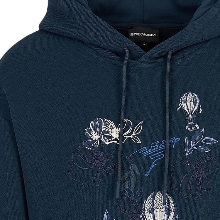 Emporio Armani floral-embroidery cotton hoodie 6R1M8P-1J7DZ-0954