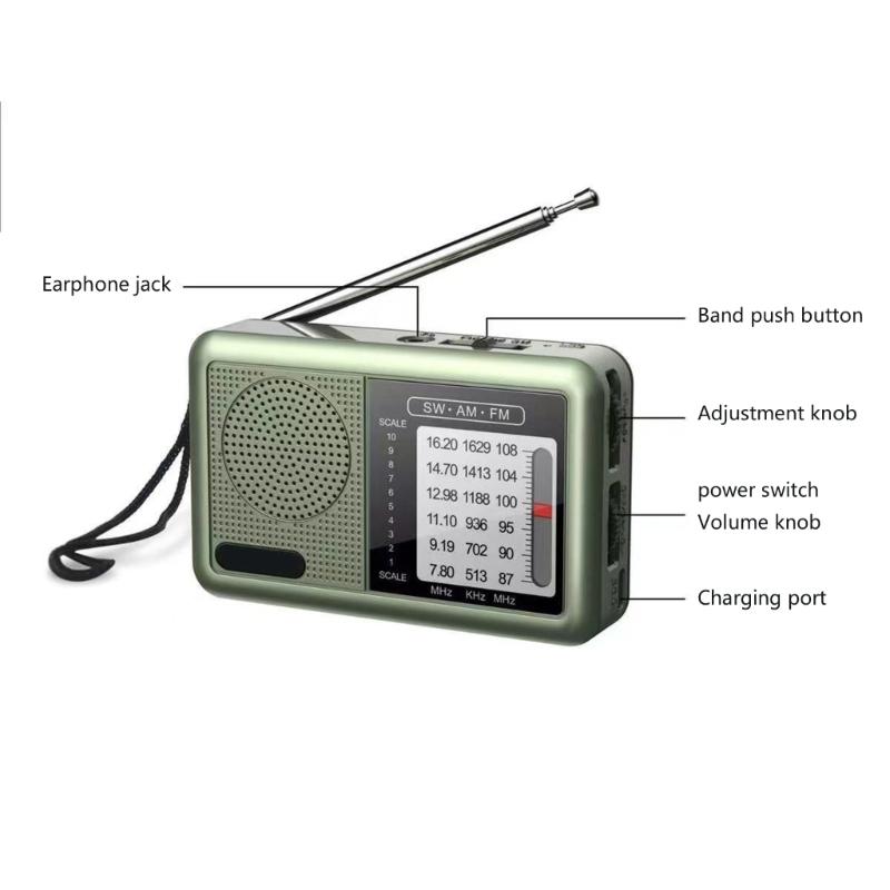 Портативное радио AM FM Коротковолновое радио AM FM Погодное радио Звуковое оборудование Отличный прием Наушники Транзисторное радио