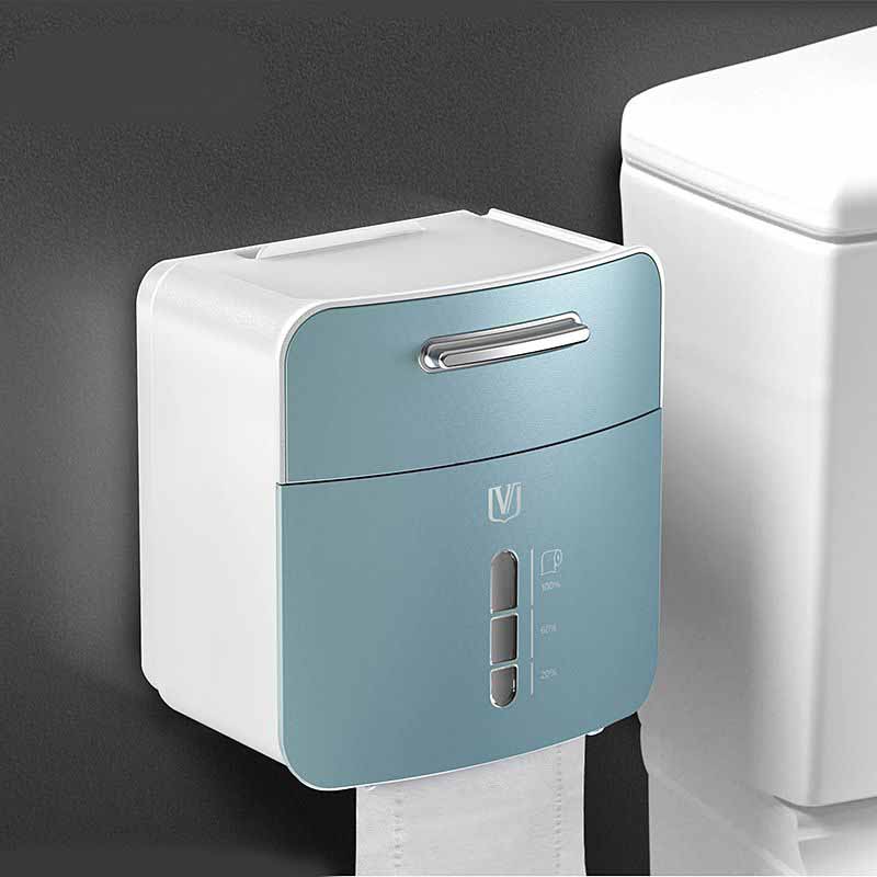 Punch-free Toilet Paper Holder Box Waterproof Tissue Storage Box Bathroom Rack Wall Mounted Kitchen Bathroom Storage Holder