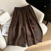 Loose linen wide-leg shorts for women, summer 1116, hot high-waisted, slimming, versatile casual straight-leg six-point pants