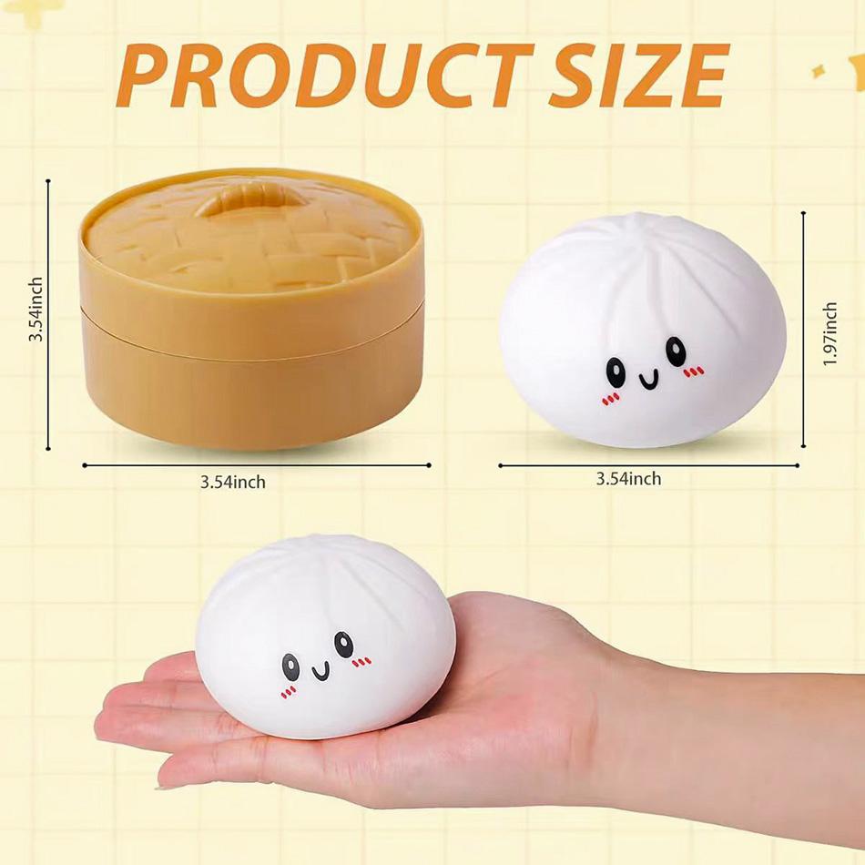 1-12PCS Dumpling Stress Balls Fidget Sensory Toy Simulation Food with Little Steamer Squeeze Dough Ball Stress Relief Hand Toy