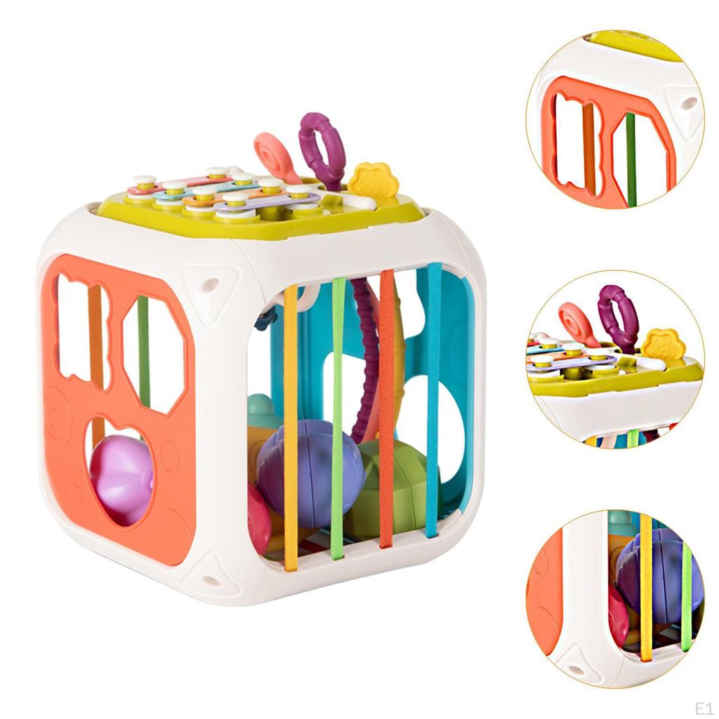 Montessori Toy Activity Cube Bin Fine Motor Skills Early Developmental Shape Sorter Sensory