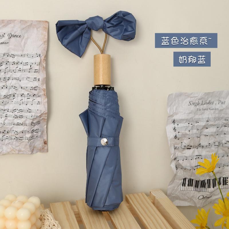 8 спиц ручное открытие простой зонт от солнца из винила с ручкой из массива дерева три сложения зонт от солнца рекламный зонт