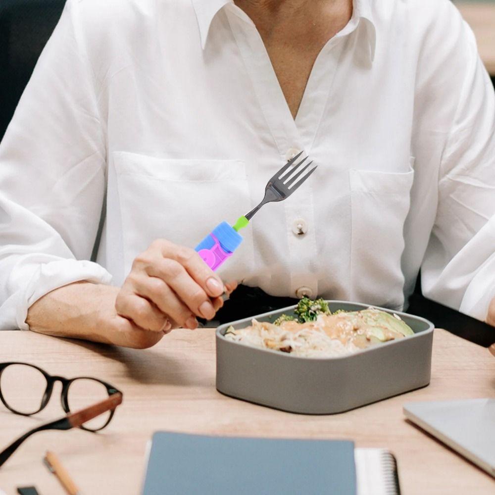 2Pcs/Set Adjustable Adaptive Spoon Fork Nonslip Food Aid Spoon Disabled Feeding