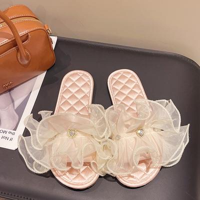 Новые шелковые тапочки с открытым носком для лета, домашние сандалии на мягкой подошве для женщин, роскошная женская обувь, нескользящие тапочки