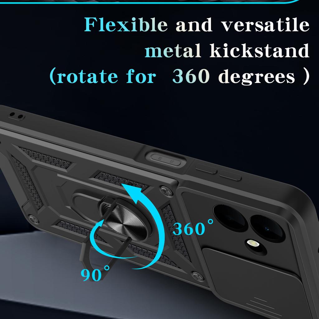 AMORUS Чехол для Samsung Galaxy A07 4G с подставкой, ПК+ТПУ, чехол для телефона со слайдером для объектива камеры