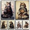 Vintage Japanese Style Samurai Cat Wall Poster Aesthetic Canvas Painting Prints Wall Art For Kids Room Home Room Decor Frameless