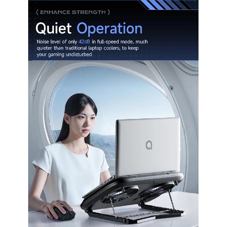 Llano V21 14cm Dual Fans Laptop Cooler 14"-17.3" Lighting Adjustable Foldable Laptop Cooler Pad Cooler Pad LED Light Fan