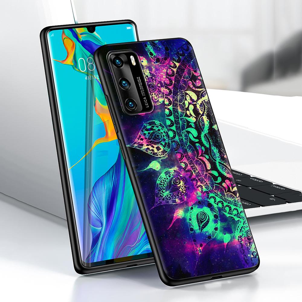 Чехол с изображением подсолнуха Мандала для Huawei P30 P Smart Z P40 Lite E P20 Y7 Y9 2019 Honor 8X Play 9A 50 20 9X Pro, черный мягкий чехол для телефона