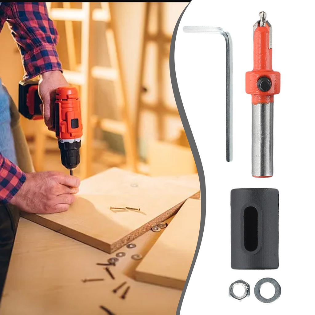 Сверло-зенковка с круглым хвостовиком для деревообработки, ограничитель, самонарезающий винт, коническое сверло-зенковка с круглым хвостовиком, ограничитель