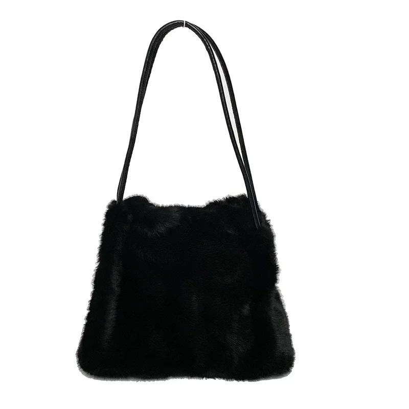 Мягкая меховая сумка через плечо для женщин, сумки-купе, швейная линия, бархатные сумки, высокое качество, мода