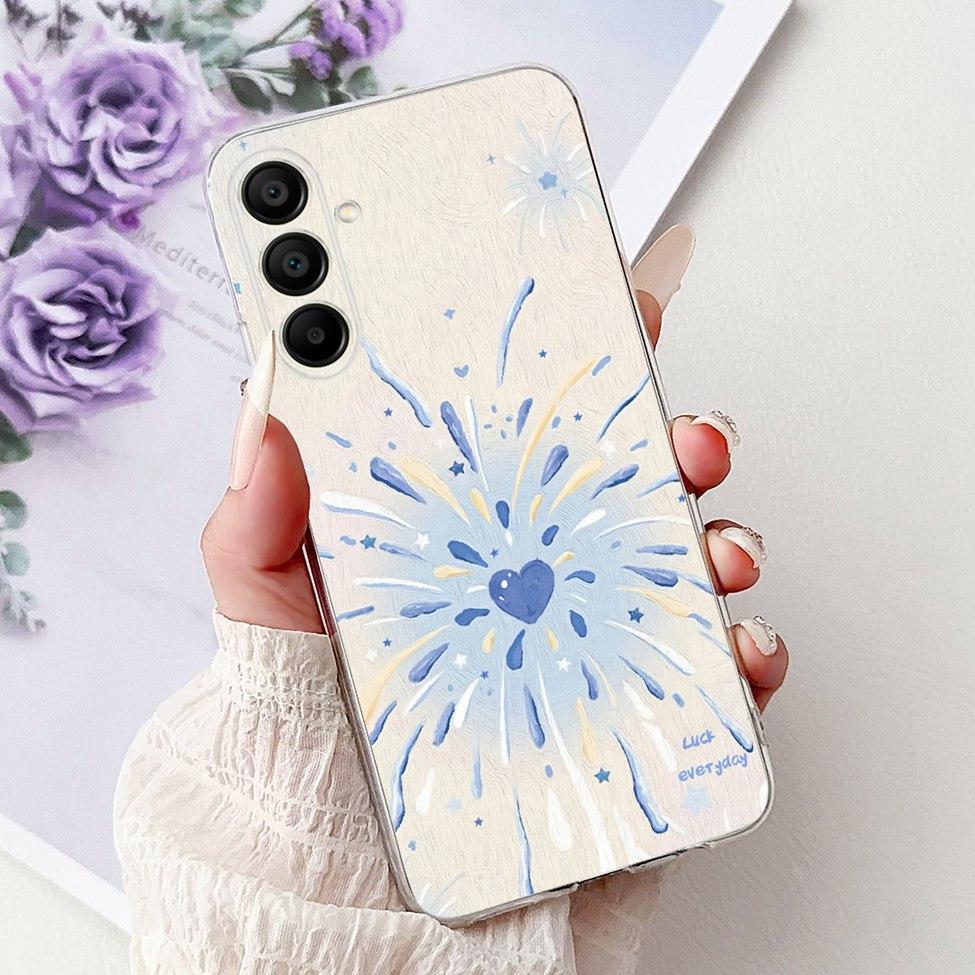 Для Samsung A15 Чехол SM-A155F Прозрачный Роскошный Милый Модный Цветы Забавный Расписной Задняя Крышка Для Samsung Galaxy A15 Чехол для Телефона Funda
