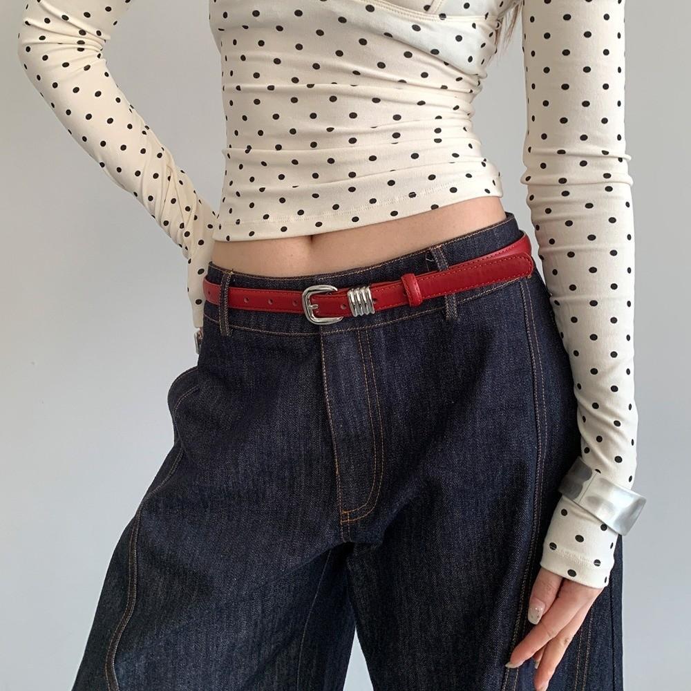Thin Women's Belt PU Leather Dress Jeans Belt Simple Waist Belt Ladies