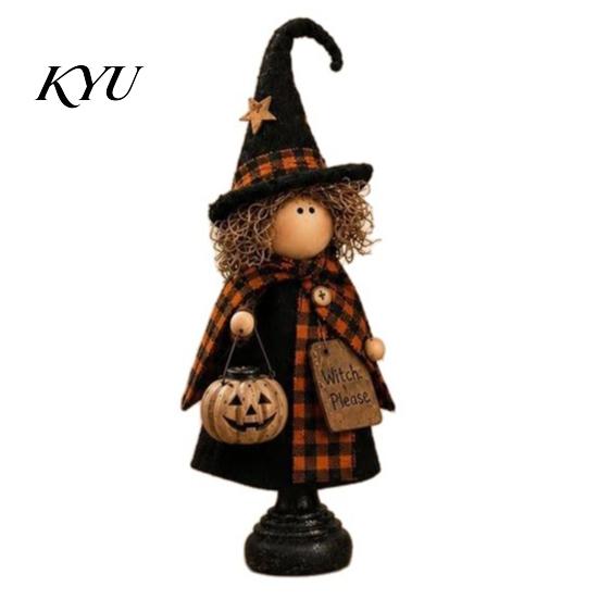 Thanksgiving Haunted House Props Rustic Witch Resin Figurine, Fall Halloween Tabletop Decor, Vintage Farmhouse Decorative Crafts for Shelves