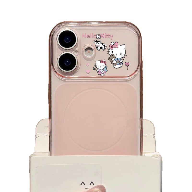 Магнитный чехол-трансформер в форме сердца Hello Kitty для Apple 17 PRO, 16, 15 - Корейский стиль