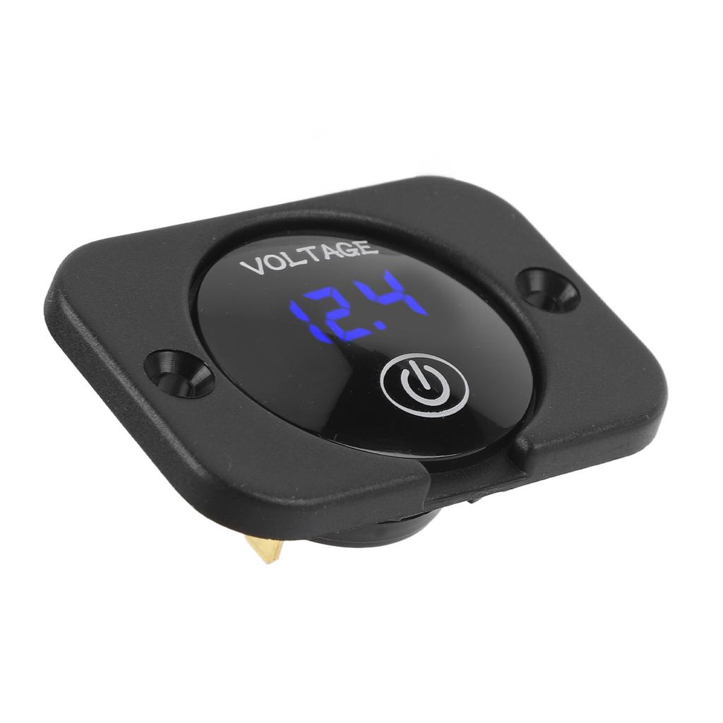 Voltage Gauge with Touch Switch 5 to 48V LED Digital Display Water Resistant Voltmeter Panel for Boat Marine Motorcycle