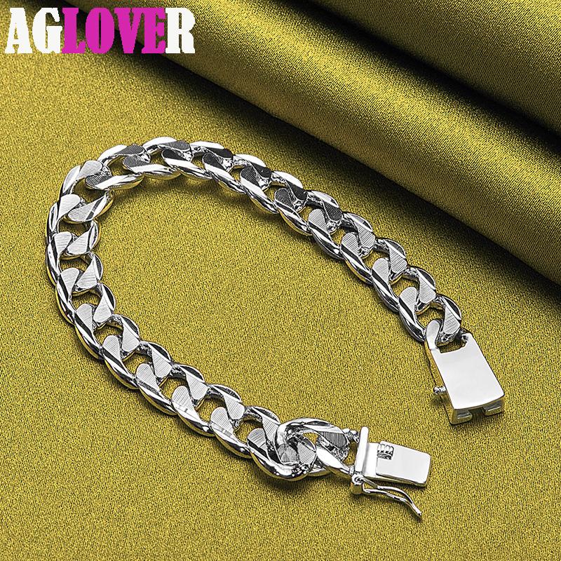 Ювелирные изделия из стерлингового серебра 925 пробы с боковой цепочкой и квадратной пряжкой шириной 10 мм