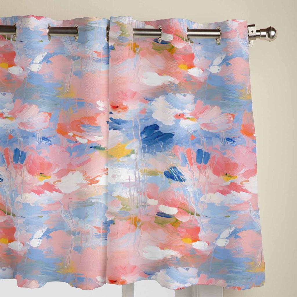 Abstract Flower Oil Painting Window Curtains for Living Room Luxury Bedroom Curtain Kitchen Blinds Drapes Curtains