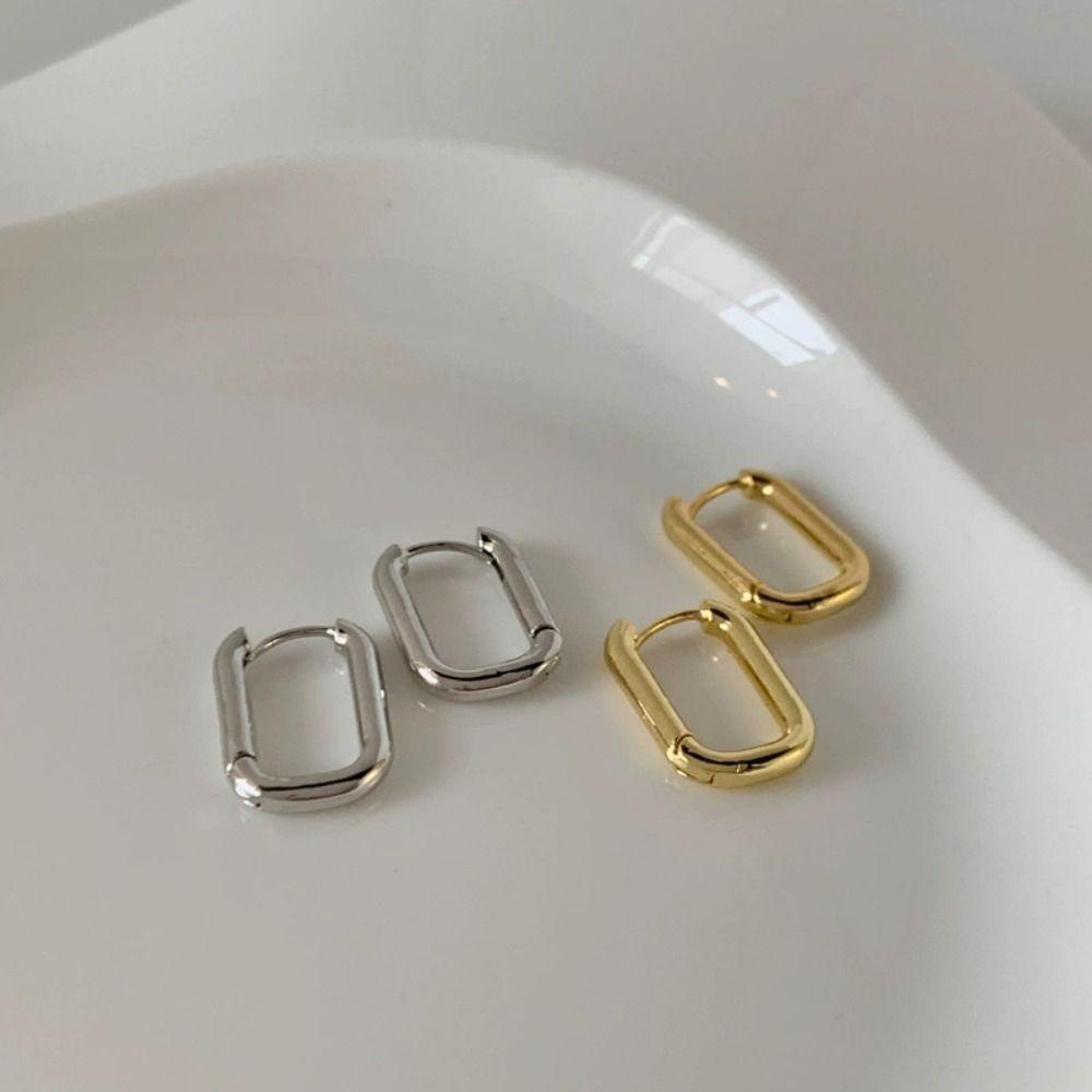 Золотые/серебряные геометрические линейные эллиптические серьги U-образной формы винтажные квадратные серьги-заявки для женщин